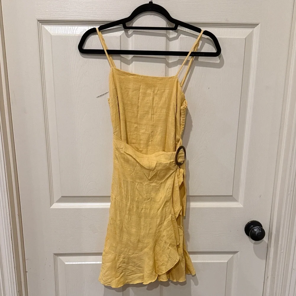 American Eagle yellow faux wrap mini dress, medium - Picture 2 of 7